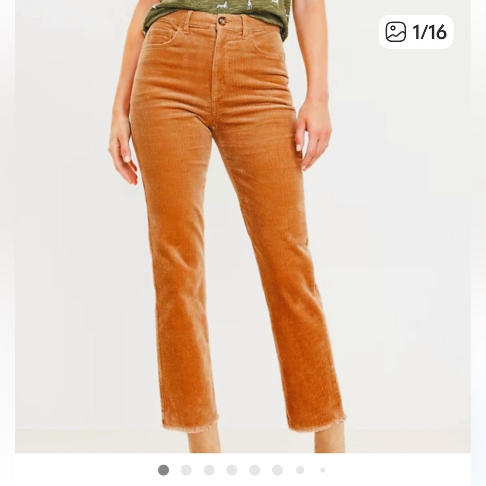 Loft High Waist Corduroy Crop Pants - Burnt Orange - Sz 12